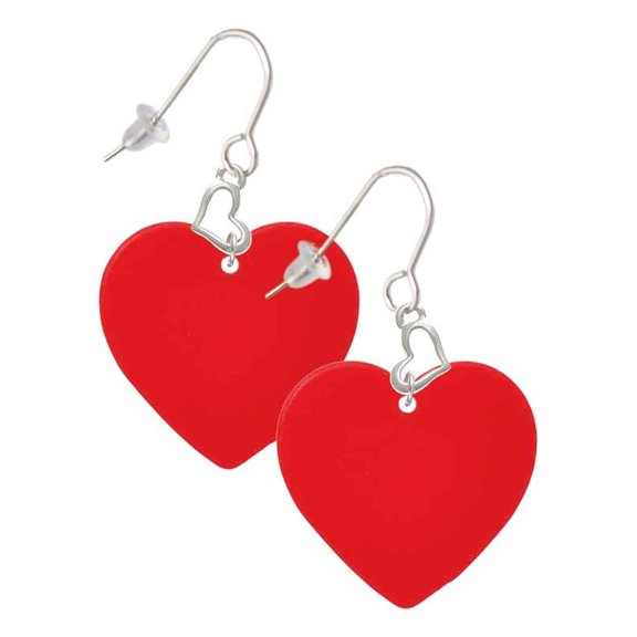 Acrylic 1" Red Heart Heart French Earrings
