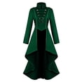 thumbnail image 2 of Leodye Robe Médiévale à la Mode et Confortable pour Femmes, Queue-de-Pie, Ourlet Irrégulier, Haut long Rétro Vert 4(S), 2 of 5