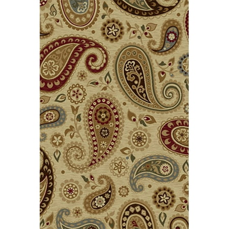 - Tayse Impressions Area Rugs - 7812 Transitional Casual Ivory Paisley Flowers Leaves Rug