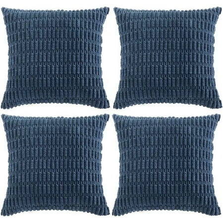 

Fancy Homi 2 Packs Dusty Blue Decorative Throw Pillow Covers 16x16 inch for Living Room Couch Bed Sofa Rustic Farmhouse Boho Home Decor Soft Plush Striped Corduroy Square Cushion Case 16x16