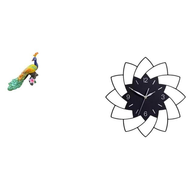 Estatua del pavo real,Estatua de pavo real,adorno de escritorio creativo y divertido,Reloj de pared grande,Reloj de pared acrílico silencioso sin tictac,Reloj de pared grande para