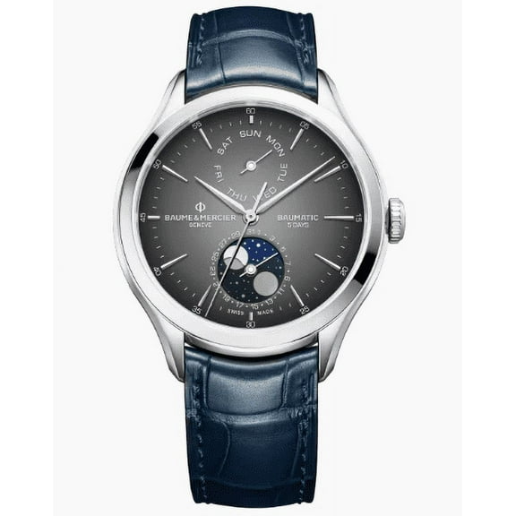 Baume & Mercier Clifton Automatic Grey Dial Leather Strap Men's Watch 10548