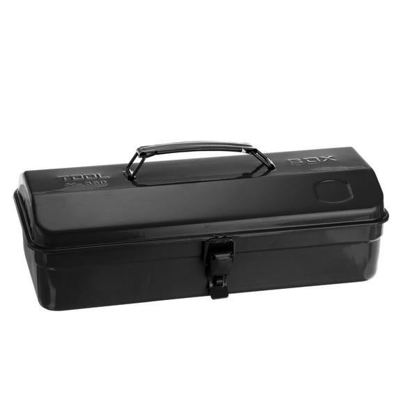 Uxcell 14.2" Portable Steel Tool Box Hip Roof Style with Metal Latch Closure Tool Chest for Household Workshop, Black