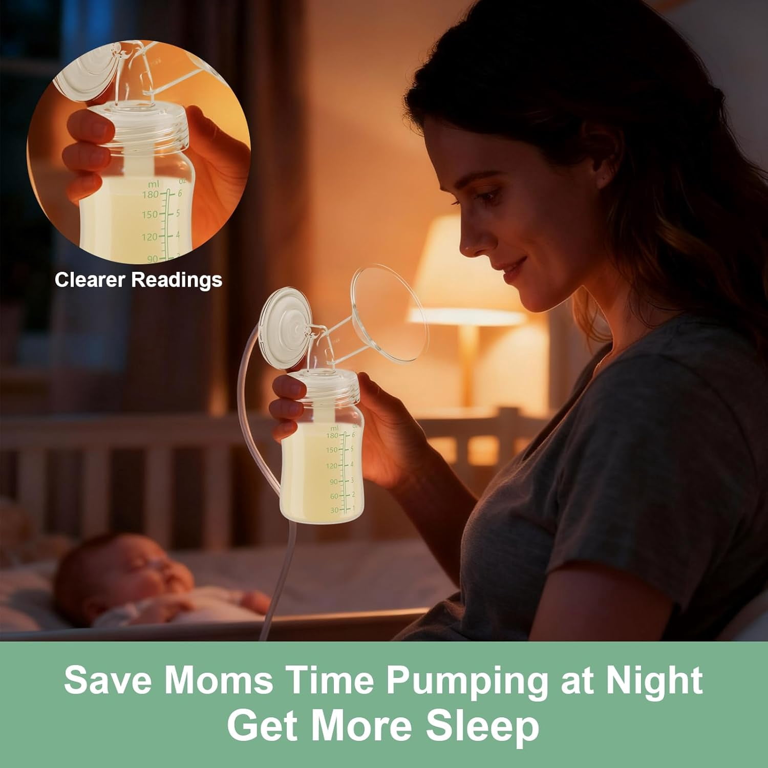 Breast Milk Storage Bottles Compatible with Momcozy Cooler, 6PC Wide-Neck 6oz  Direct Pumping Fit for Spectra S1/S2/Motif Luna, Leak-Proof  BPA Free, Freezer Safe Baby Containers for Fridge (Green)