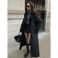 thumbnail image 3 of Abrigo largo de lana con cinturón para mujer, abrigo holgado de gran tamaño con solapa de doble botón, ropa de calle alta para otoño, 3 of 5