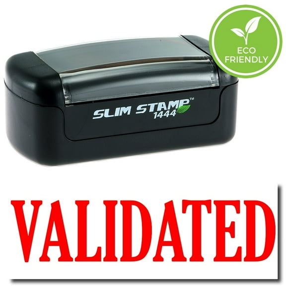 Slim Pre-Inked Validated Stamp with Red Ink