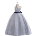 thumbnail image 4 of Vestido Para Niñas, Ropa Para Bebés, Temperamento Para Niños Pequeños, Lazo Minimalista, Flor Bordada, Hilo De Red, Vestido De Fiesta De Cumpleaños, Vestidos Grises Odeerbi LM103-3562, 4 of 9