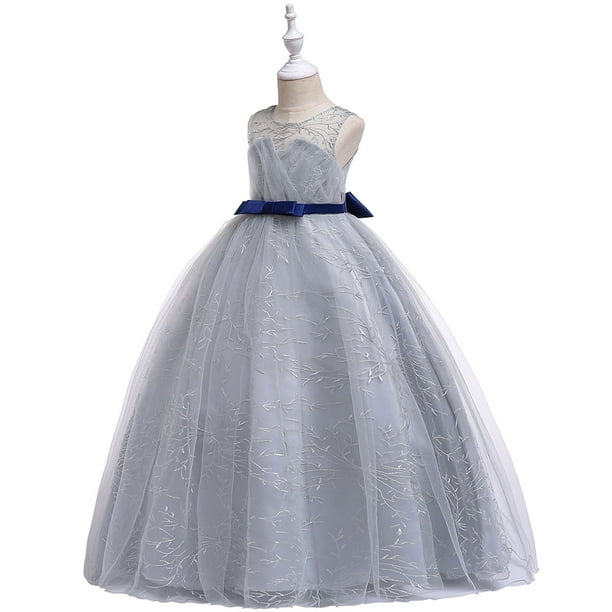 Vestido Para Ninas Ropa Para Bebes Temperamento Para Ninos Pequenos Lazo Minimalista Flor Bordada Hilo De Red Vestido De Fiesta De Cumpleanos Vestidos Grises Odeerbi LM103 3562 Walmart en linea