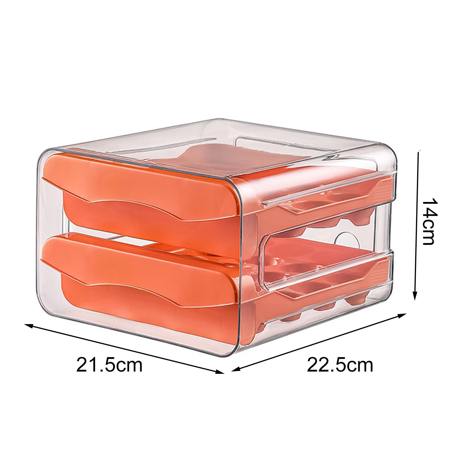 sunsanly Egg Storage Box Double Layers Transparent Visible 32 Grids Large Capacity Food Grade Pull Out Drawer Type Stable Stackable Kitchen Fridge Egg Container