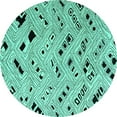 thumbnail image 1 of Ahgly Company Machine Washable Indoor Round Oriental Turquoise Blue Modern Area Rugs, 7' Round, 1 of 4