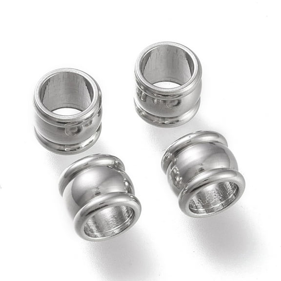 Non-Tarnish 7x6mm 201 Stainless Steel European Beads Large Hole Beads Column Stainless Steel Color Hole: 5mm