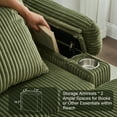 thumbnail image 3 of Muumblus Living Room Chair with Ottoman, 7-Speed Adjustable Backrest, USB & Storage Arms, Cozy Indoor Corduroy Lounge Armchair, Green, 3 of 12