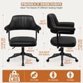 thumbnail image 3 of ATHOPE Home Office Chair, Executive Small Leather Office Chair, Desk Chair Comfy with Arms, Height Adjustable Swivel Computer Chair with Lumbar Support, Black, 3 of 8