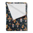thumbnail image 2 of Mexican Soft Flannel Fleece Throw Blanket, Detailed Floral Sugar Skulls with Sombrero Hats Chili Peppers and Guitars, Cozy Plush for Indoor and Outdoor Use, 60" x 80", Multicolor, by Ambesonne, 2 of 5