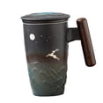 thumbnail image 2 of Taza Y Tapa Divertidas Y , Arte Hecho a Mano con Mango de Madera, Taza de Café, Taza de Té de La Leche, Taza de Cerámica para Mujeres Y Hombr G Baoblaze taza de café, 2 of 7