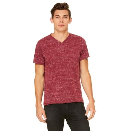 BELLA+CANVAS T-Shirt Jersey à Col en V pour Homme, TP, Marbre Bordeaux