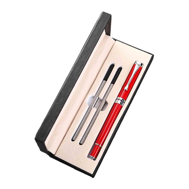 Juego de bolígrafo de metal, bolígrafo de negocios, regalo del día , juego de escritura de bolígrafo de diario, para regalo de cumpleaños, Rojo