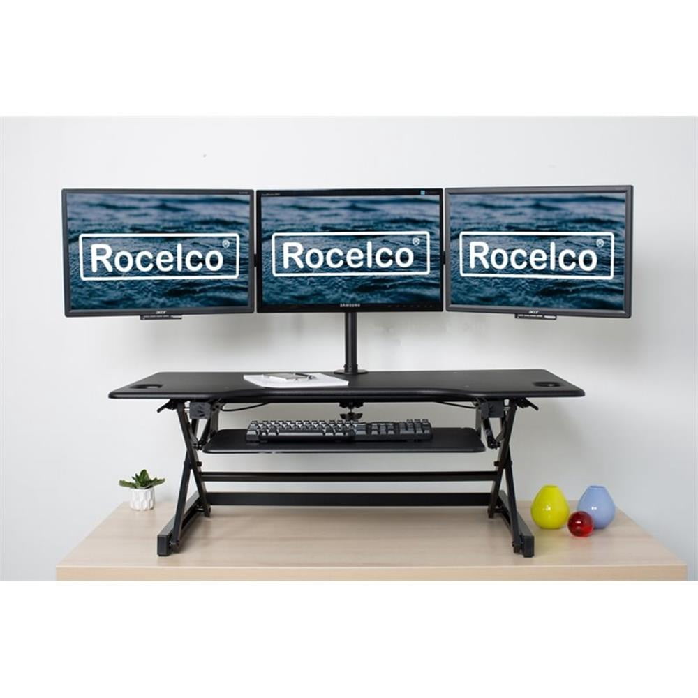 Pemberly Row 46" Adj Standing Desk Converter/Triple Monitor Mount Bundle - Black