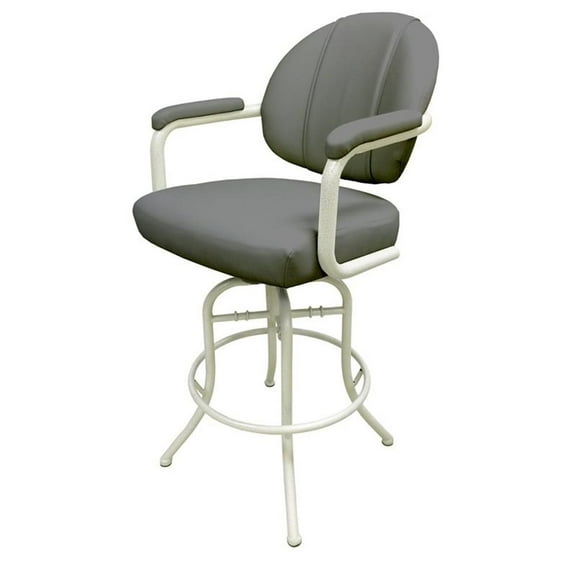 Tobias Designs 26" Vinyl Swivel Tilt Counter Stool in Gray and White