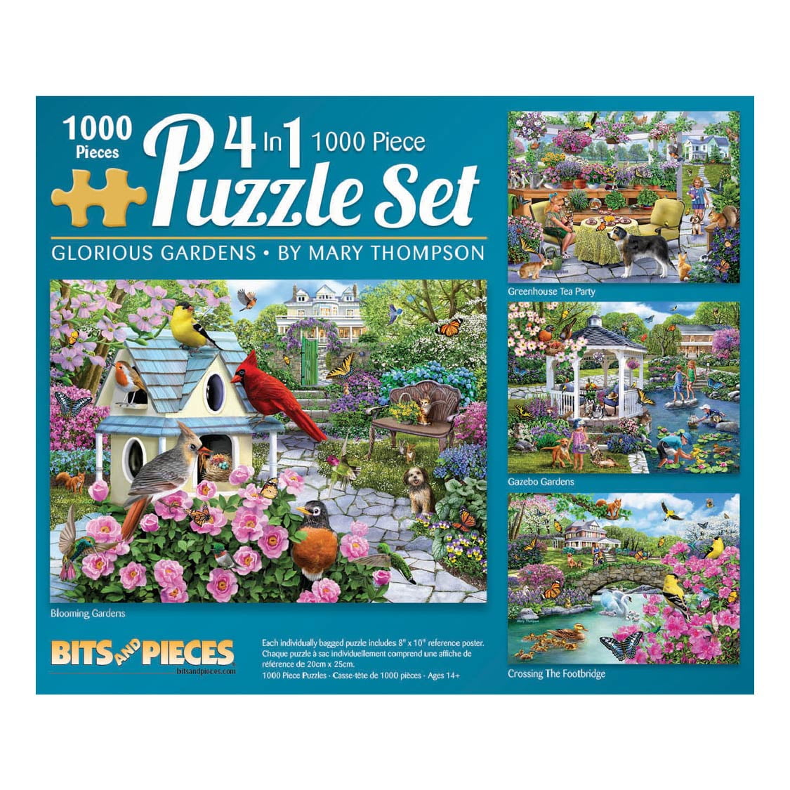 Bits and Pieces - 4-In-1 Multi-Pack Glorious Gardens 1000 Piece Jigsaw ...