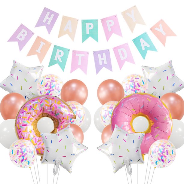 Set de globos con forma de donut & Sprinkles, 26 unidades, para fiesta de cumpleaños