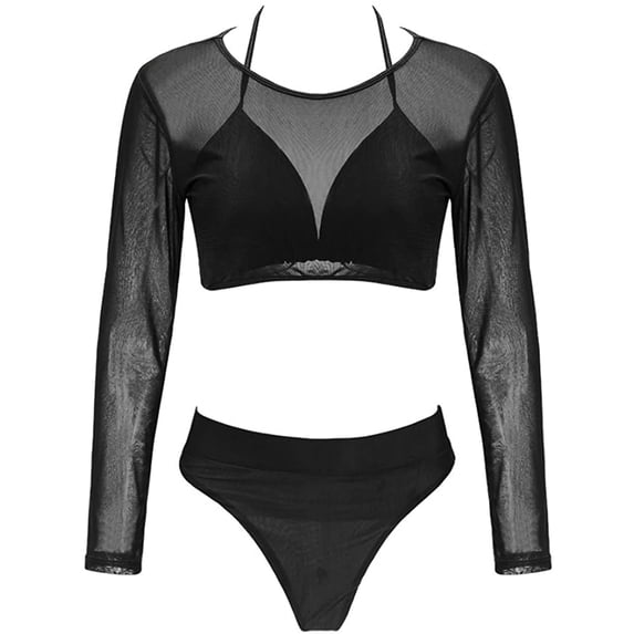 Kiapeise Womens Swimwear High-Waist Bikini Set With Mesh Cover up Swimsuit
