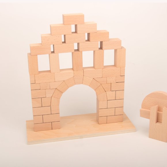 Montessori Teaching Aids Roman Bridge Building Blocks Geometric Shape Cognition for Young Children Festival Gift Raw Solid Wood No Lacquer