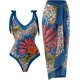 thumbnail image 1 of Traje de baño de mujer de cintura alta de una pieza bikini falda larga conjunto push up barriga control monokini sexy traje de baño, 1 of 4
