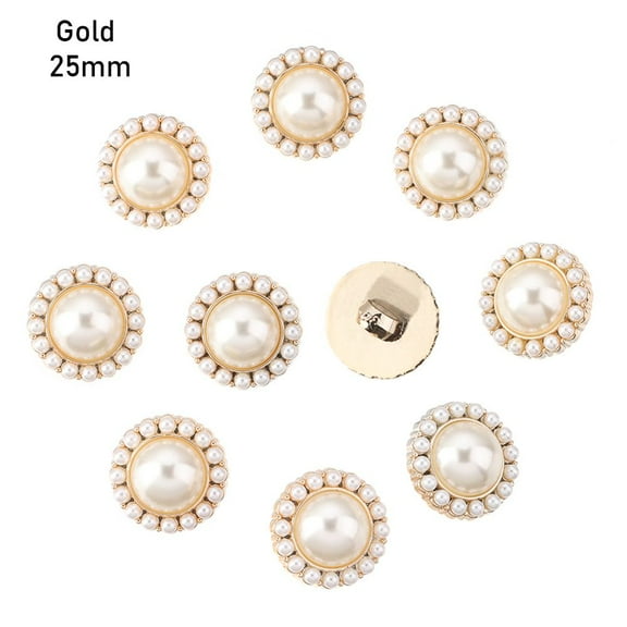 10Pcs High Quality Ornaments DIY Shirt Buttons Sewing Accessories Pearl Clothing Buttons Needlework GOLD 25MM