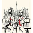 thumbnail image 3 of Ambesonne Retro Duvet Cover Sets, Beats in New York Night, 2-King, Red Black Ecru, 3 of 7