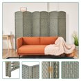 thumbnail image 2 of 5.7ft Wood Fiber Woven Room Divider 6 Panels,Removable Grey Wooden Room Divider, Separator by LAZYLAND, 2 of 5