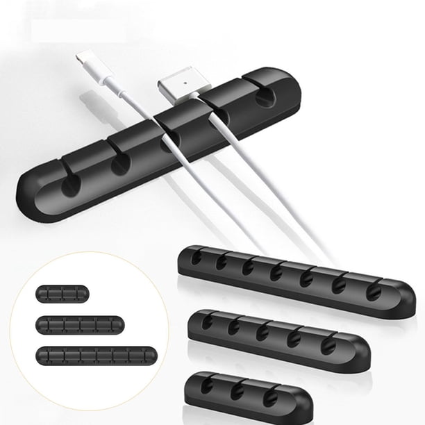 3 soportes para cables 3, 5, 7, enrollador flexible, gestión ordenada, clip para gestión de cables Negro