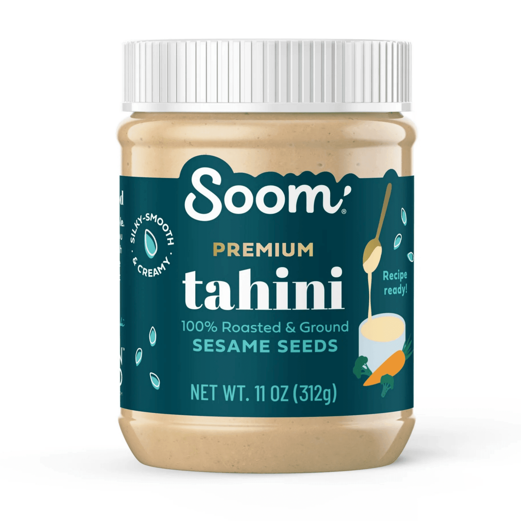 (6 pack) Soom Foods Premium Tahini, Creamy Sesame Seed Paste Spread for Hummus, Nut-Free, 11oz Jar