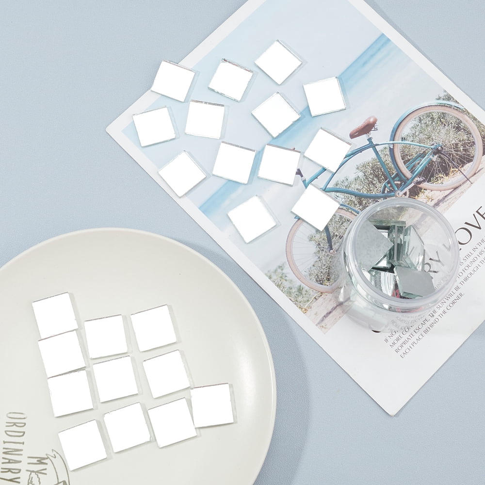 280g 1 inch Square Glass Mirror Tiles Mini Glass Decorative Mosaic Tiles for Home Decoration Crafts Jewelry Making ClearDIY