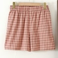 thumbnail image 3 of LOVZFMLL Womens Shorts Cotton Lounge Sleep Shorts Elastic Waist Solid Color Gingham Plaid Shorts Bottoms Summer Casual Khaki L, 3 of 3