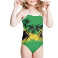 thumbnail image 3 of FOR U DESIGNS Quick Dry Girls Halter Swimsuit Size 9-10 Fashion Jamaican Flag Off Shoulder Swimwear Coconut Tree One Piece Bathing Suit Leotards, 3 of 6
