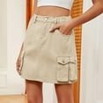 thumbnail image 6 of Riforla Women Skirt Soft Hugging Denim Skirt Elastic Waist Cargo Pocket Denim Skirt Skirt Skirts for Women Khaki M, 6 of 6