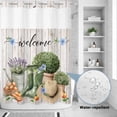 thumbnail image 4 of No Hook Shower Curtain with Built-in Rings - Farmhouse Washable Waterproof Fabric Bathroom Curtains for Hotel,Rentals, 60 X 72 Inch Long , Gardening Potted Plant Kettle Boots Green, 4 of 9