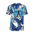 thumbnail image 3 of Rocae Blue and White Butterflies for Breathable Men's Baseball T-Shirt Fashionable Casual Baseball Jersey, Moisture-wicking Sportswear Medium, 3 of 9