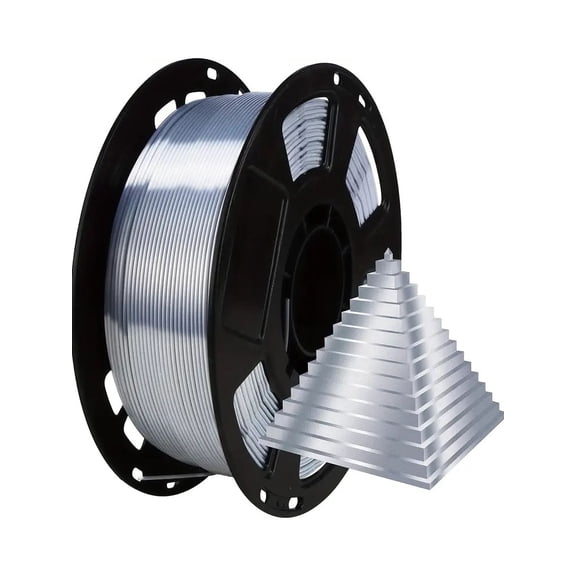 Silk Silver PLA Filament 1.75mm 3D Printer Filament with Shiny Surface, Shiny Metallic PLA Silk Filament 250g Spool 3D Printing Filament.
