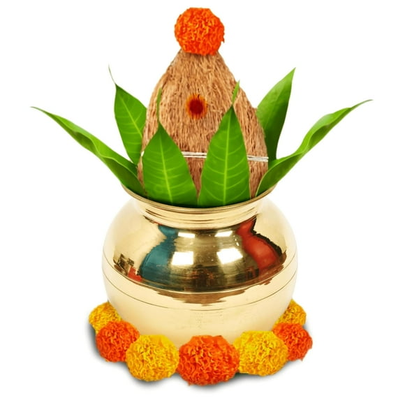 Golden Brass Kalash For Pooja With Capacity 800ml | Pital - Brass Formal Designed Lota For Diwali, Mandir, Temple, Festival, Marriage, Wedding