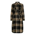 thumbnail image 2 of Time and Tru Women’s and Women’s Plus Plaid Button Front Dress with Belt, Sizes XS-4X, 2 of 2