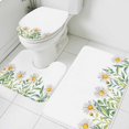 thumbnail image 3 of Daisy Flower Bath Mat 3 Piece Bathroom Rug Set, Garden Floral Green Leaf Summer Spring Non Slip Bath Rug Contour Mat and Toilet Lid Cover, Absorbent Shower Mats Soft Bath Rugs and Mats Sets, 3 of 8