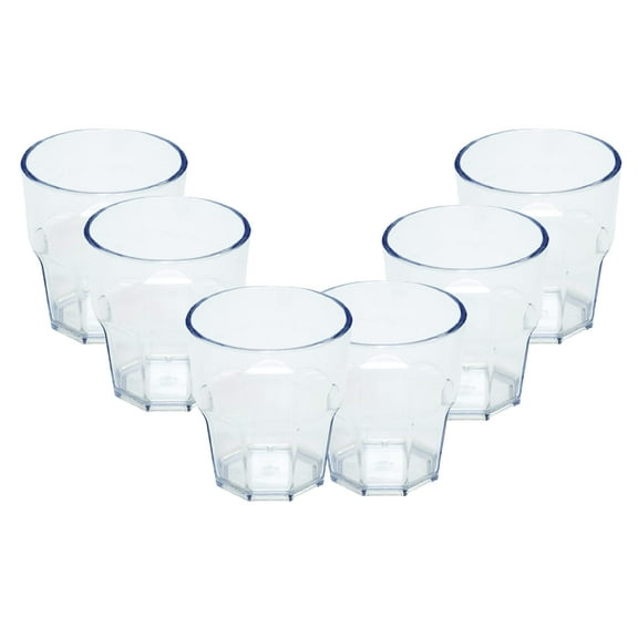 OMADA 6-Piece Clear Acrylic Tumblers: Dishwasher Safe Plastic Drinking Glasses ? 10 Ounce Outdoor Glassware and Drinkware - Childrens Drinking Glasses - Wide Plastic Tumblers - Reusable BPA Free Cups