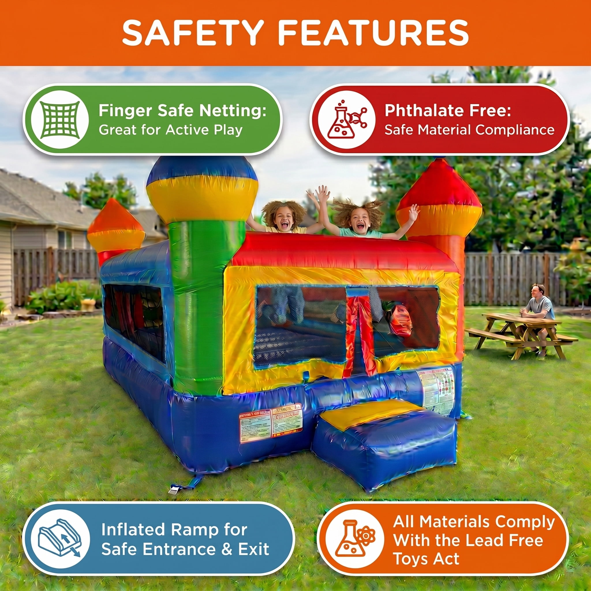 Pogo Crossover Junior Inflatable Bounce House Toddler Rainbow Jumper with Blower