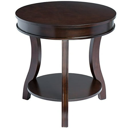 Shaped Accent - ModHaus Living Contemporary Style Round Shaped 24-inch Wooden Accent Side End Table with Bottom Shelf | Espresso Finish, Home Decor - Includes Pen