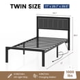 thumbnail image 5 of Bexfil Twin Size Upholstered Bed Frame with Metal Slat Support, Metal Platform Bed Frame Charging Station Mattress Foundation, Gray, 5 of 7