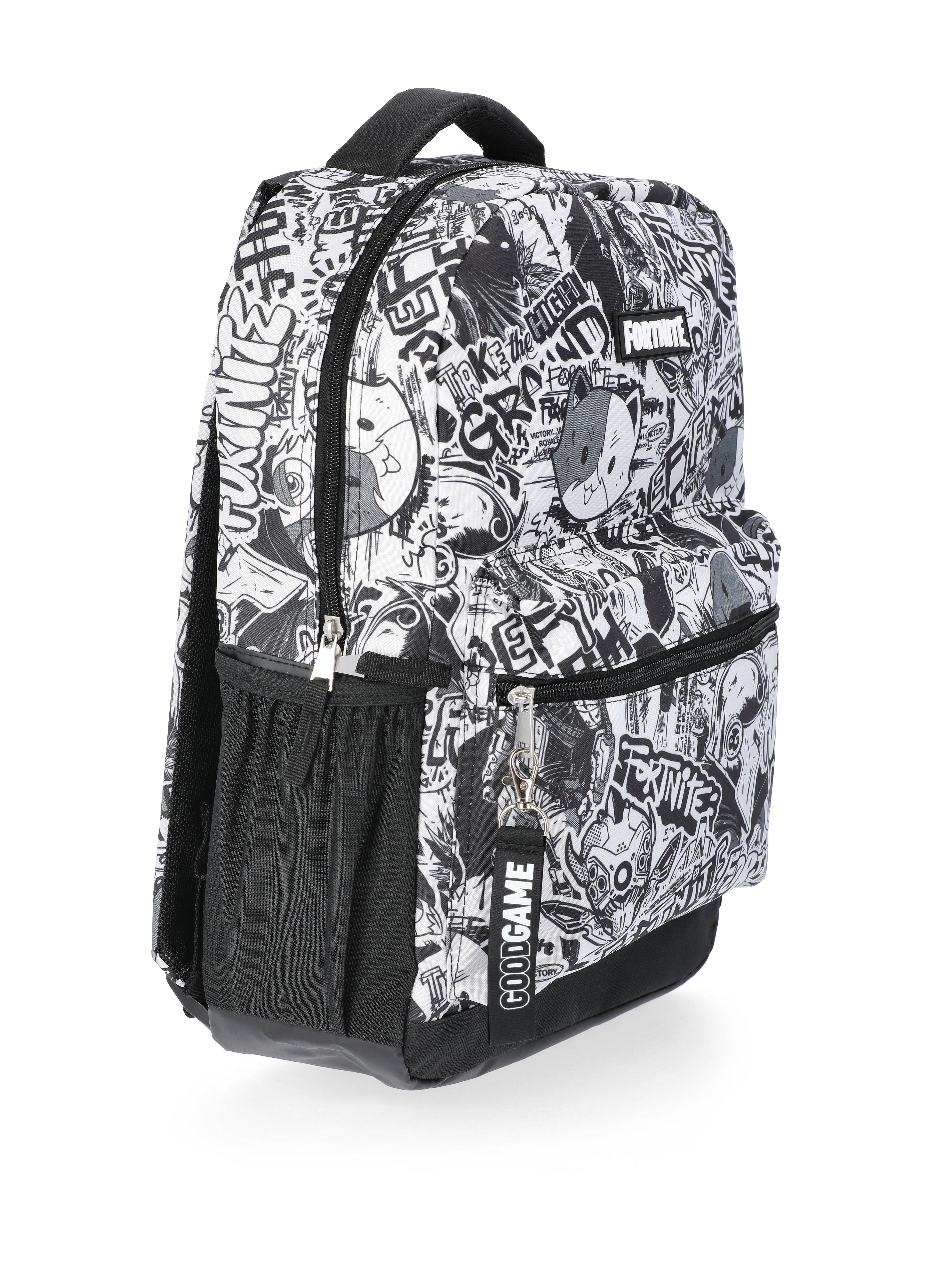 Fortnite Allover Comic Print Boys 17" Backpack, Black/White