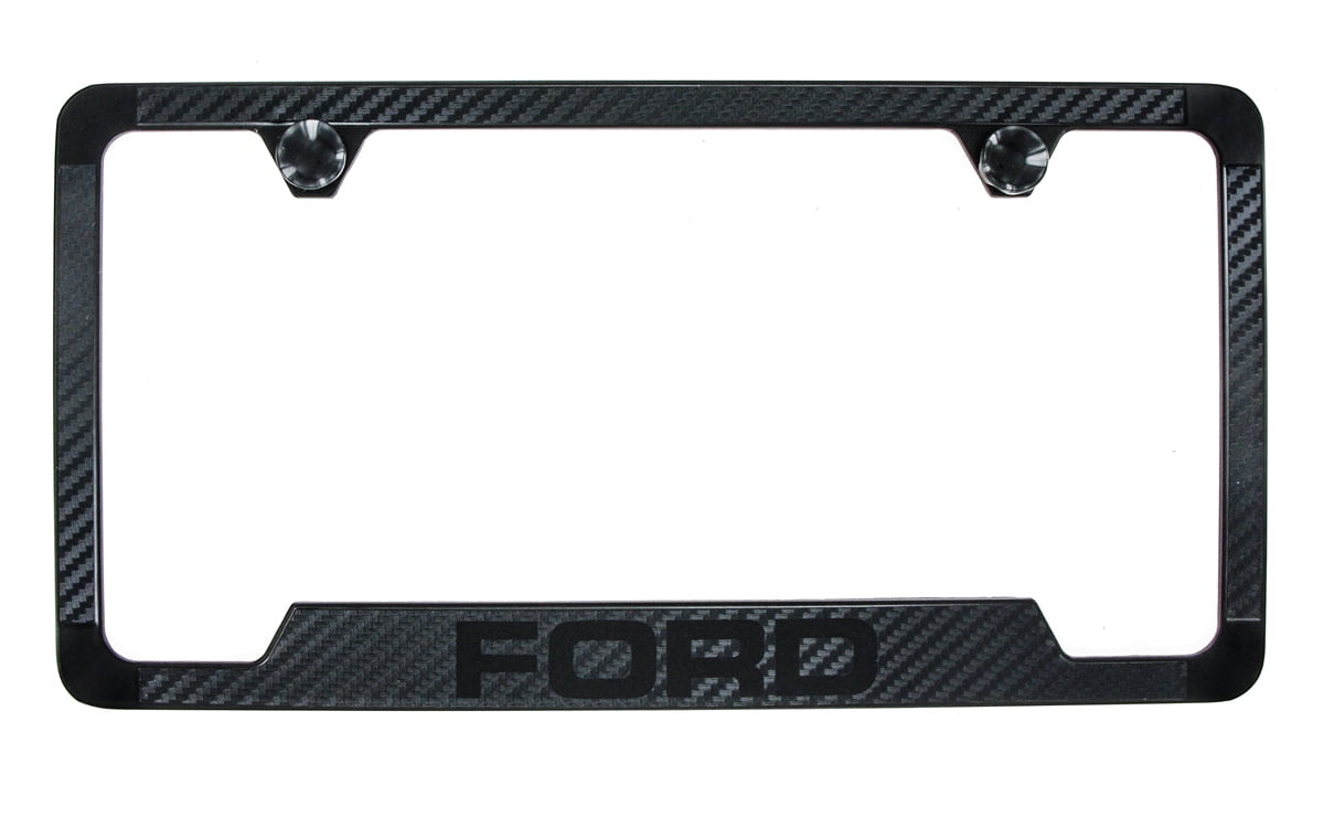 Ford blacked out with carbon fiber inlay zinc license plate frame 2 hole