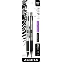 Zebra Pen F/M-301 Stainless Steel Set, Retractable Ballpoint Pen and Mechanical Pencil, 2-Count